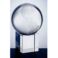 Large Optical Crystal Globe Plain w/ Cube Base (5 3/4")